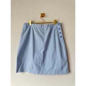 Vintage 90s Christopher Banks Blue Gingham Button Wrap Skirt Cotton Size 12